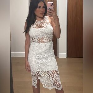 l'atiste by amy white lace dress midi size small